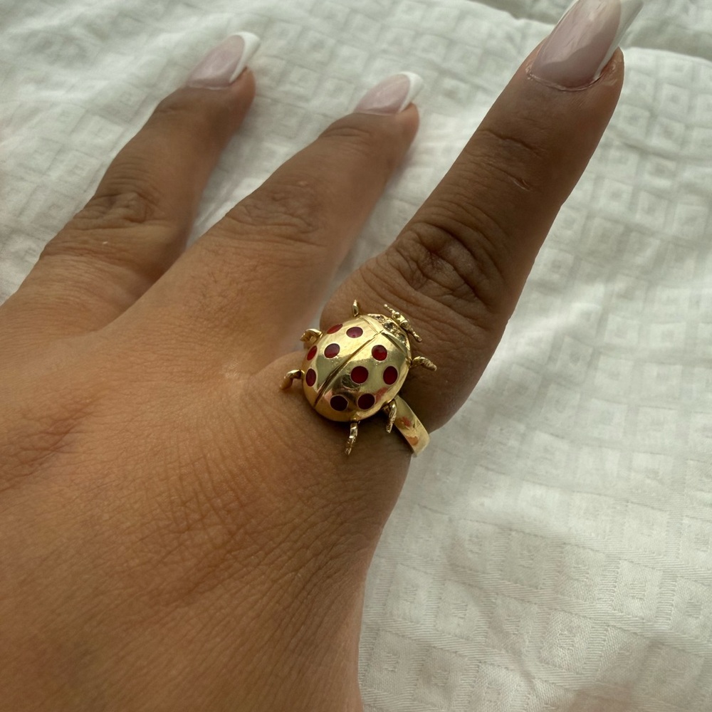 14k Solid Gold Ladybug Ring - image 6